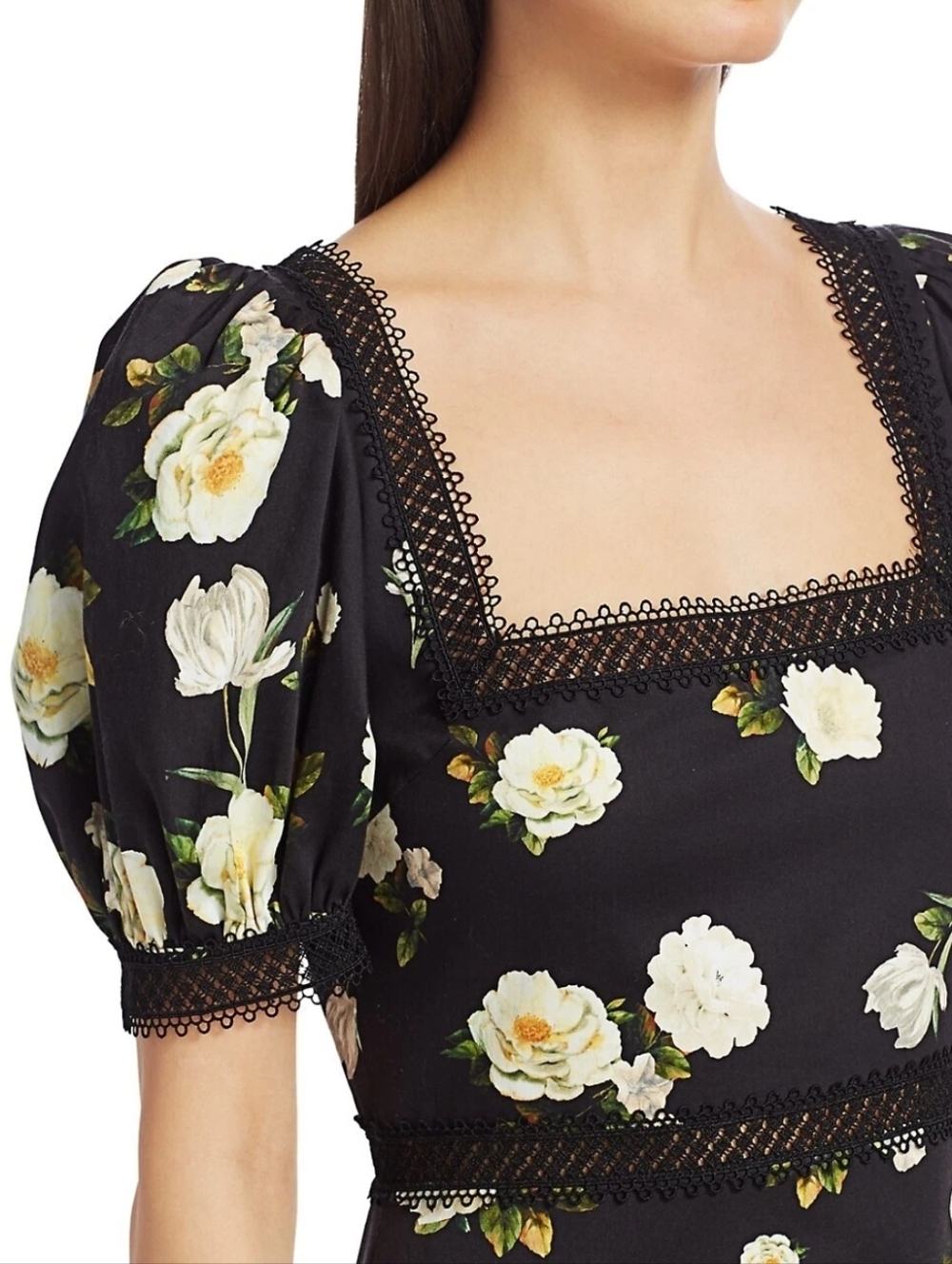 Alice + Olivia Wylie Black Flora Mini Dress in size 4 Like New Condition - Picture 6 of 9
